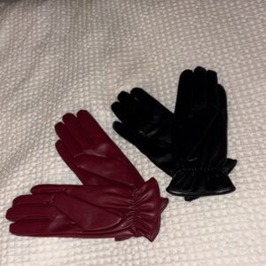 Stylish Black and Red Leather Gloves IPhone/ Touch Screen Sensible